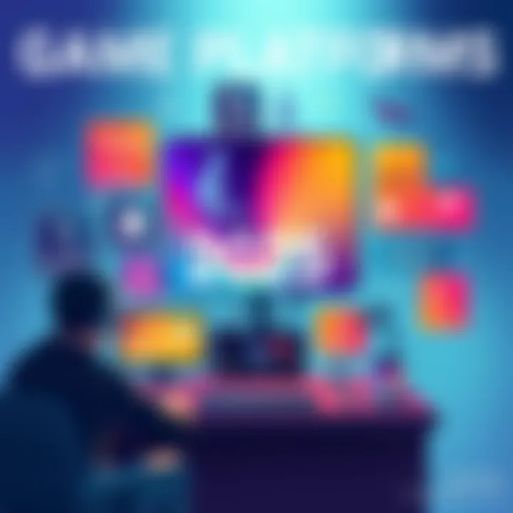 Game Platform Features for 2025 Illustration showing various features for game platforms like accessibility tools, safety warnings, and user-friendly interfaces.