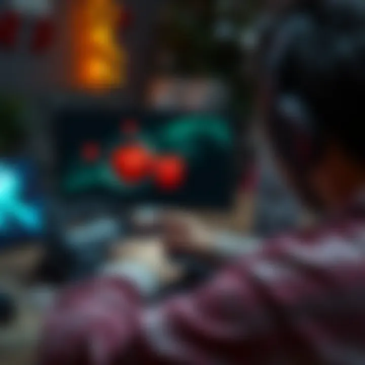 Gamer laptop for Christmas gift A person looking at a Dell gaming laptop with GGPoker on the screen, considering it as a Christmas gift for a friend.