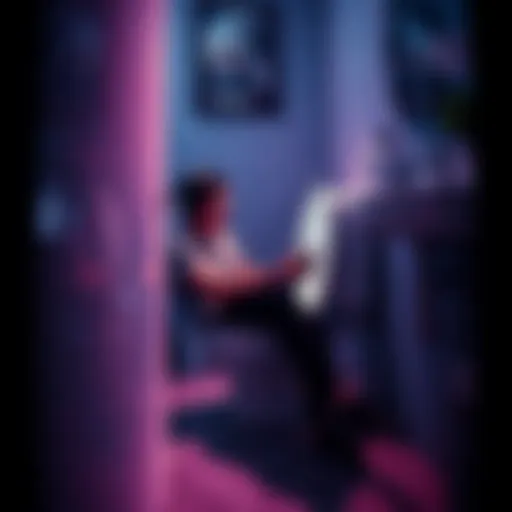 A person sitting on the toilet with a gaming console, focused on their screen while pretending to be in the bathroom