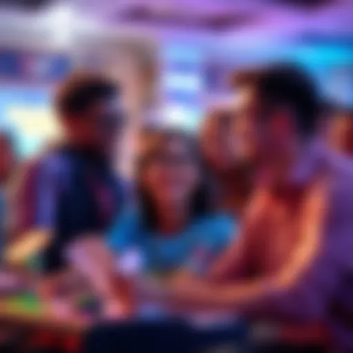 A group of people sharing their experiences about winning prizes in games, with one person excitedly mentioning their $500 win.