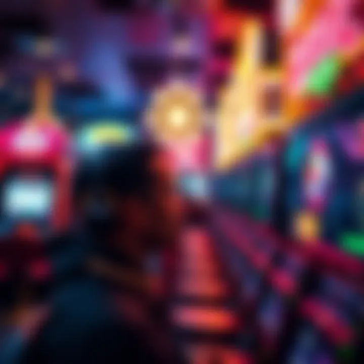 A player looking at slot machines in Vegas, pondering the one item limit rule in gaming rewards.