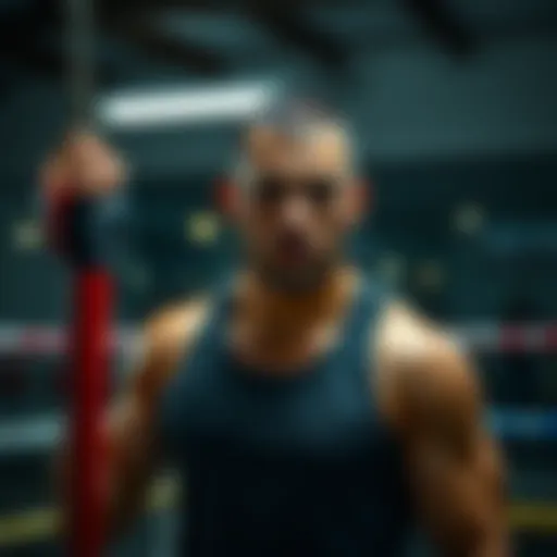 Gamrot stands in a training gym, focused and ready for his upcoming match, showcasing determination