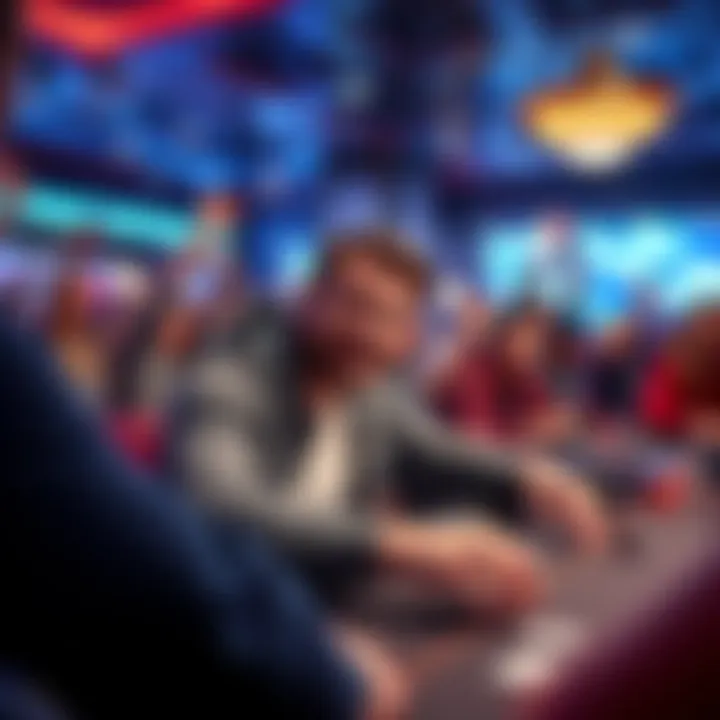 Garrett Adelstein in action during a livestream poker game, celebrating his win of $110,925, surrounded by cheering fans