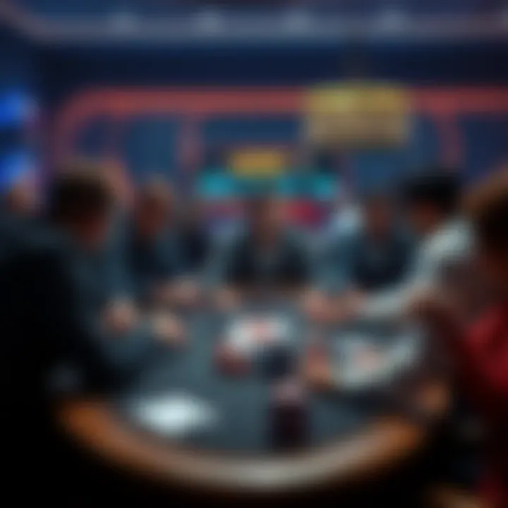 A group of players discussing and analyzing potential fraud at GG Poker around a poker table