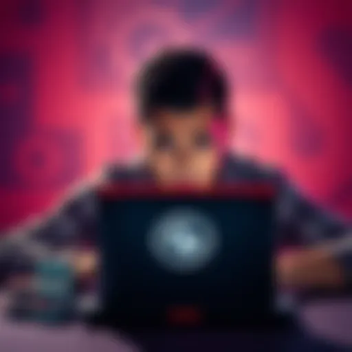 A person looking frustrated while using a laptop with GGPoker logo on the screen, surrounded by poker chips.