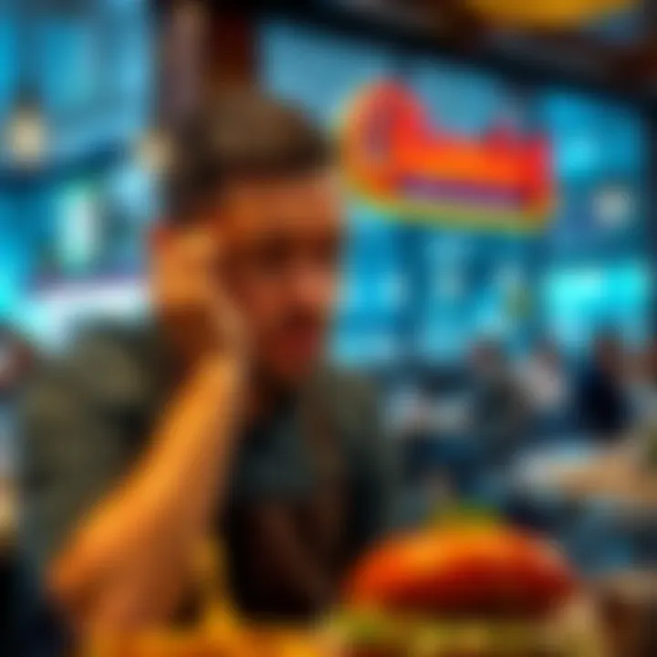 A frustrated customer at Gianni's restaurant shows dissatisfaction with service and meal quality.