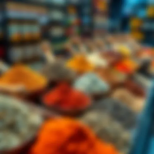Global Spice Market Growth A variety of spices including cumin displayed on a shelf, highlighting rising prices in the spice market.