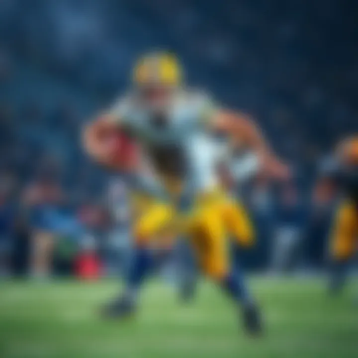 Goff in Action Quarterback Jared Goff running with the ball during a game, showcasing his agility and skill on the field.