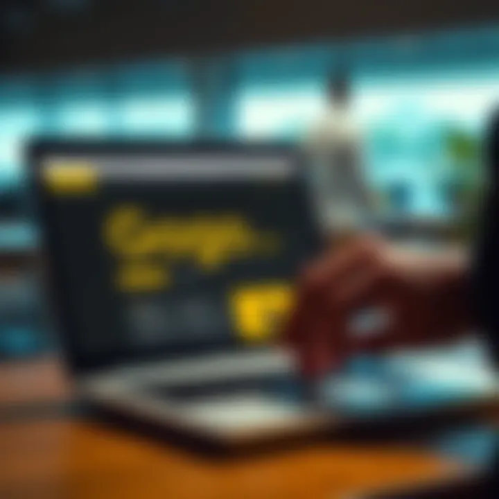 A person examining the Gogogold website on a laptop, looking skeptical about its legitimacy.