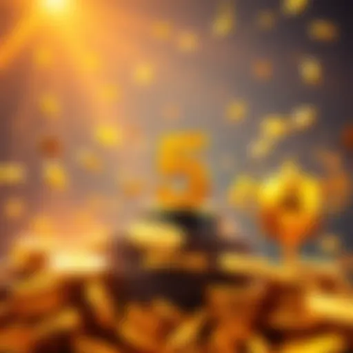 A graphic showing a player reaching gold level with 5 million gc investment, featuring coins and a trophy.