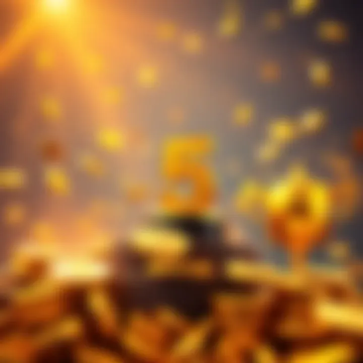 A graphic showing a player reaching gold level with 5 million gc investment, featuring coins and a trophy.