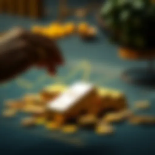 A collection of gold bars and coins on a table representing investment returns over a year