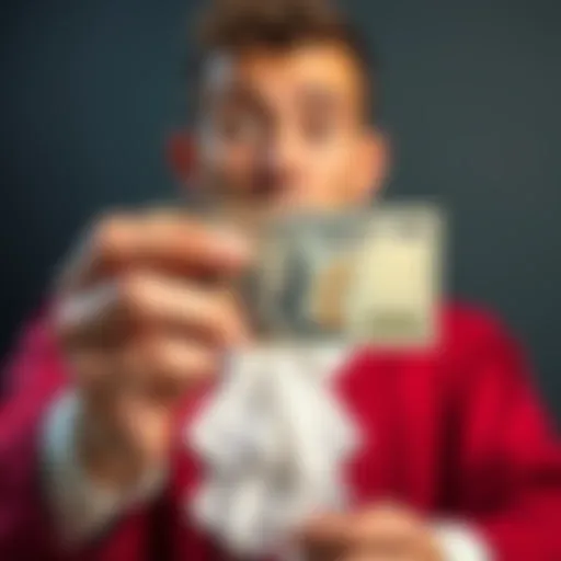 A person holding a banknote with a surprised expression, referencing a judge's unexpected influence on a money withdrawal