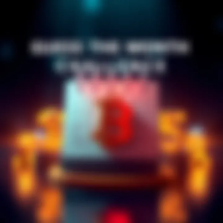 A visual representation of a calendar with a Bitcoin symbol, inviting people to guess a month for a chance to win $50.