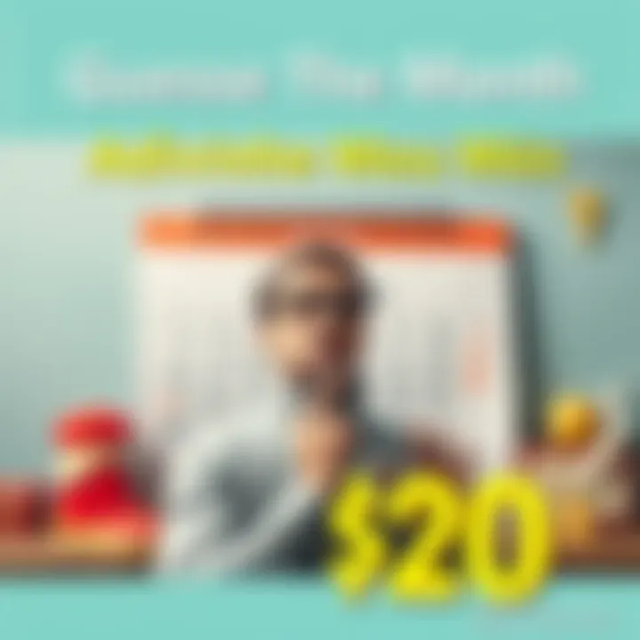 Guess the Month Promotion A person thinking with a calendar and cash prize in the background