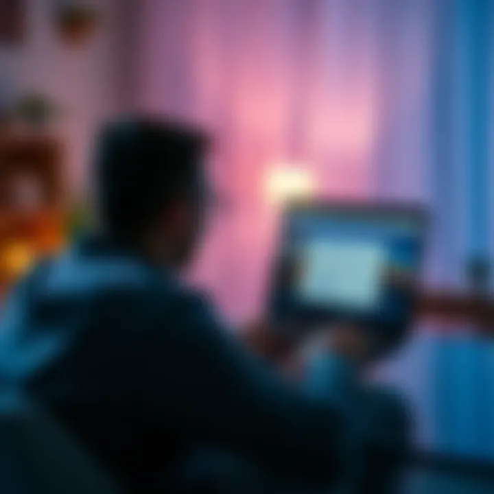 A person on a laptop helping someone else register for GAMSTOP from a distance, showing a website on the screen