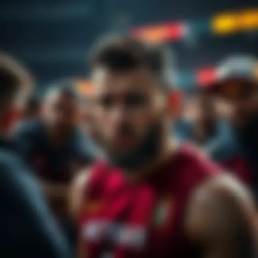 A player looking frustrated after a poor game performance with only 4 points scored. Emphasis on disappointment and concern among teammates.