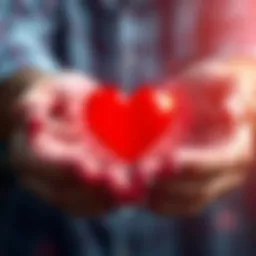 Hands holding a heart Two hands gently holding a glowing heart symbol, representing love and gratitude.