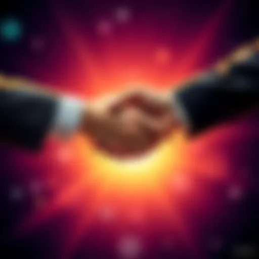 Two people shaking hands in a friendly gesture, representing mutual trust and strong relationships