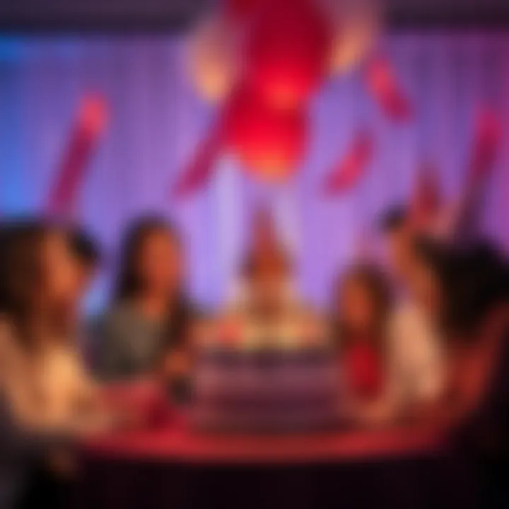 A group of people celebrating a birthday with gifts and balloons, sharing stories about birthday bonuses
