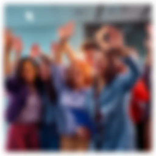 Happy people celebrating financial security A group of diverse people smiling and raising their hands in celebration, symbolizing the advantages of early payments and financial freedom.