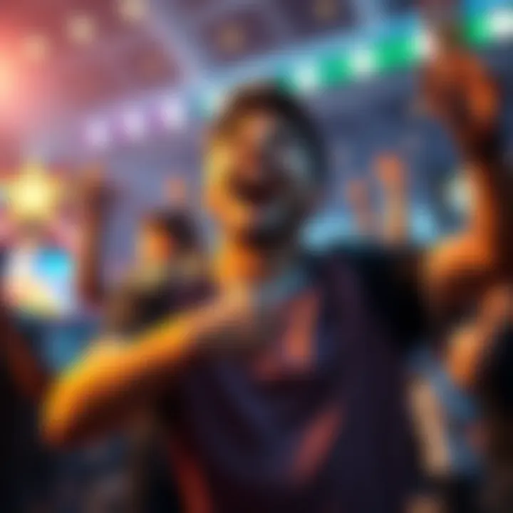 A player excitedly celebrating after winning a prize from a game bonus, showing joy and surprise.