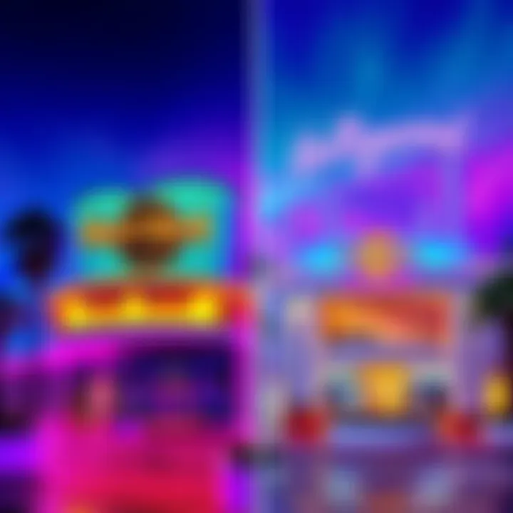 A side-by-side view of Hard Rock Tampa and Hard Rock Hollywood casinos, showcasing their vibrant entrances and unique designs.
