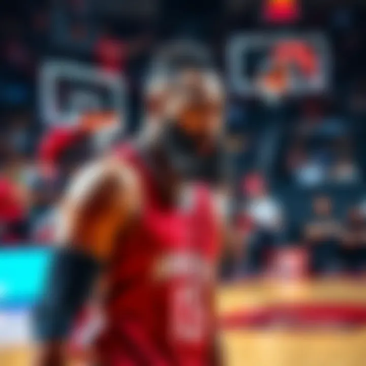 James Harden showing frustration after a turnover during a basketball game