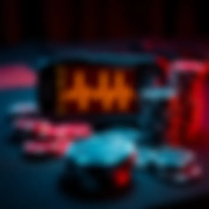 A heart rate monitor displaying elevated heartbeats alongside poker chips on a table, representing the stress of playing poker.