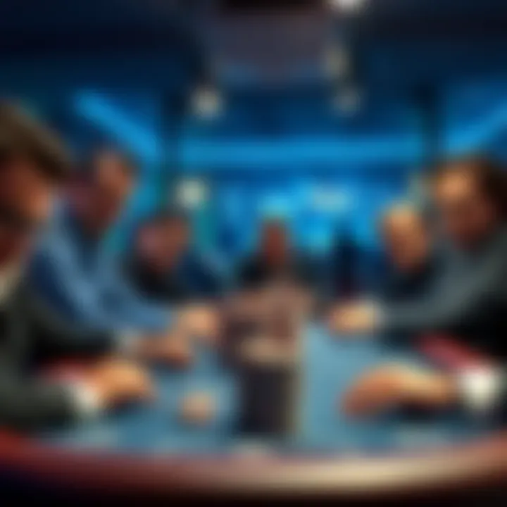 A group of high rollers engaged in an intense poker game, with chips stacked high and focused expressions on their faces, showcasing the competitive atmosphere of super high rollers.