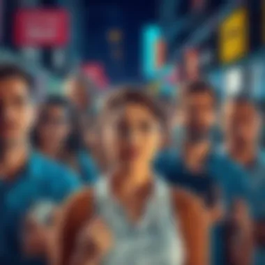 High Anxiety Levels A diverse group of people showing signs of stress and anxiety, with worried expressions in a busy urban setting.