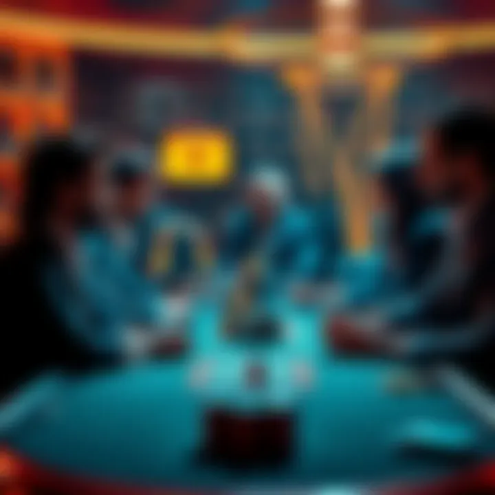 A group of high-stakes players around a table, engaged in a serious discussion about investment opportunities.