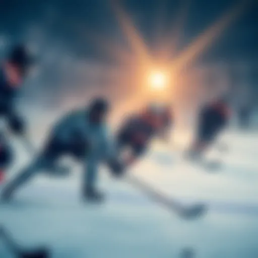 Hockey teams competing on the ice with noticeable line discrepancies during a world championship match