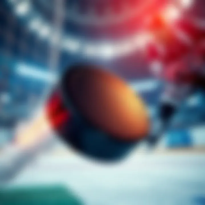 Hockey Puck in Action A hockey puck flying toward the goal during an intense match