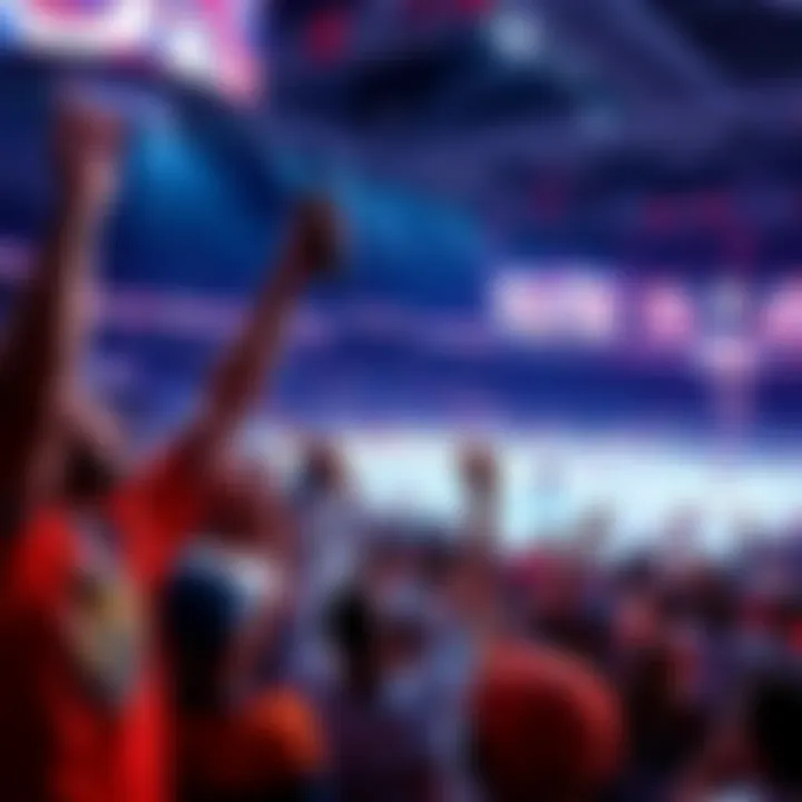 Fans cheering as Islanders and Knights score during games, celebrating their impressive performances in hockey and basketball.