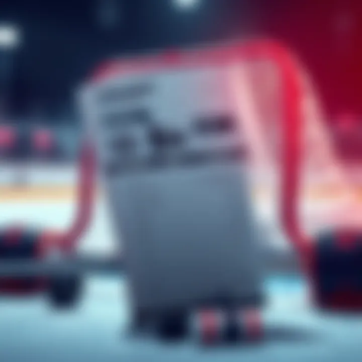 A visual representation of a $25 hockey parlay bet with four selections on a betting slip and hockey gear in the background.