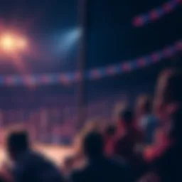 Fans reacting to a near goal at a hockey game, showing excitement and disappointment during a crucial moment.