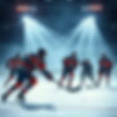 Hockey players in action Players competing on the hockey rink, showcasing skills and teamwork during an intense match.
