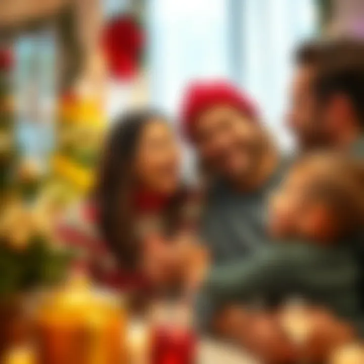 Celebration during holidays A family enjoying a festive celebration with laughter and decorations during the holidays
