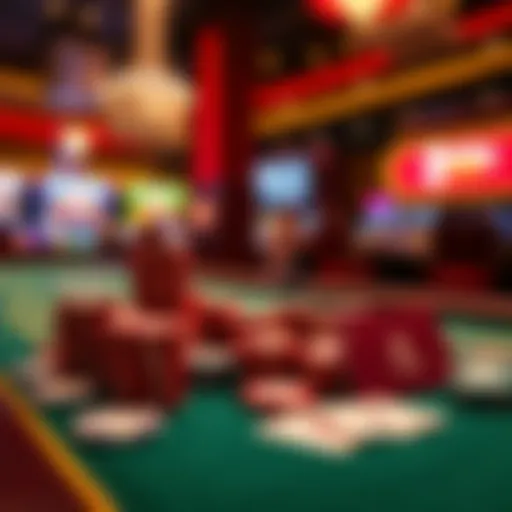 A table with high stakes casino chips and cards at Hollywood Toledo, showcasing the excitement of high-limit gaming.