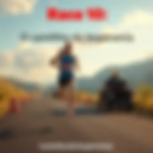 A determined runner on a scenic road, symbolizing hope and inspiration in a race.