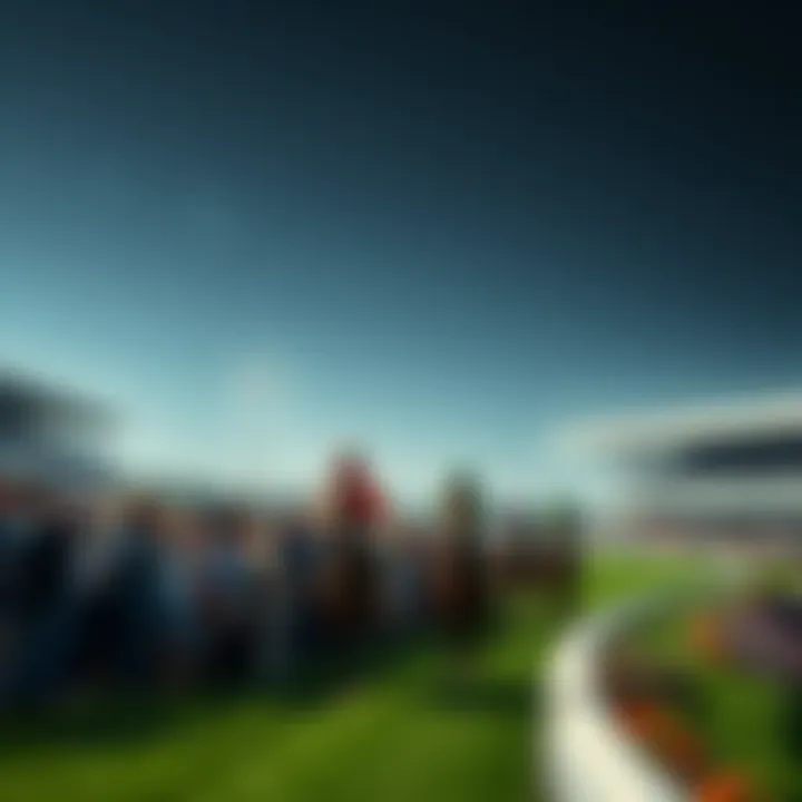Crowd at a horse racing track celebrating a fair race