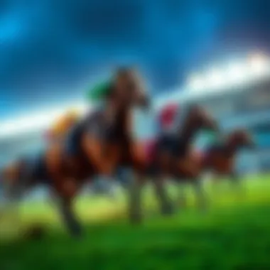 Exciting horse race with jockeys competing at the Prix De L'arc De Triomphe