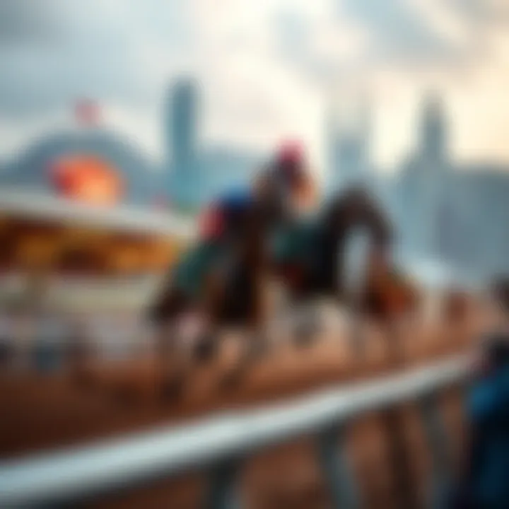 Horse racing at Sha Tin Exciting horse race happening at Sha Tin with spectators cheering