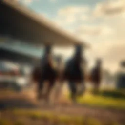 A group of horses racing on a track with spectators in the background during the Finger Lakes summer event