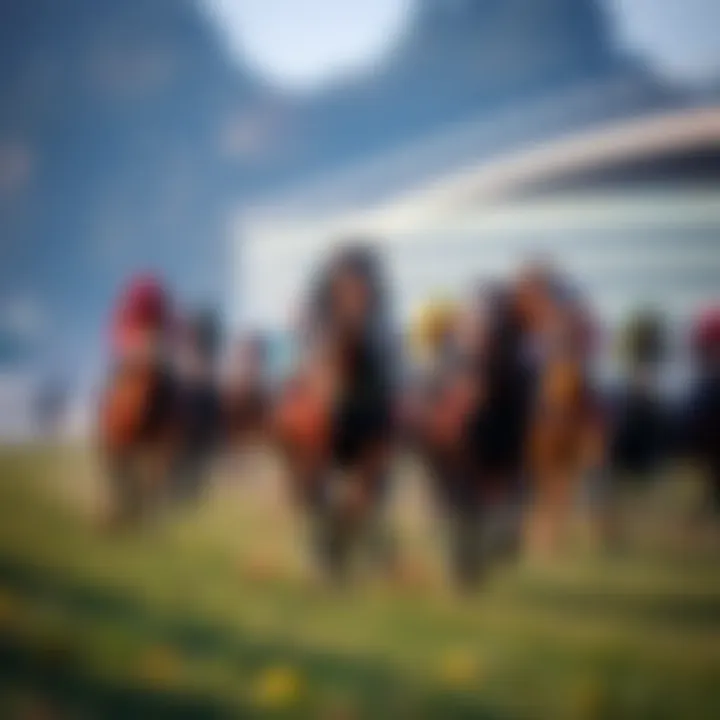 A group of racehorses galloping at Gidleigh Park during the season opener