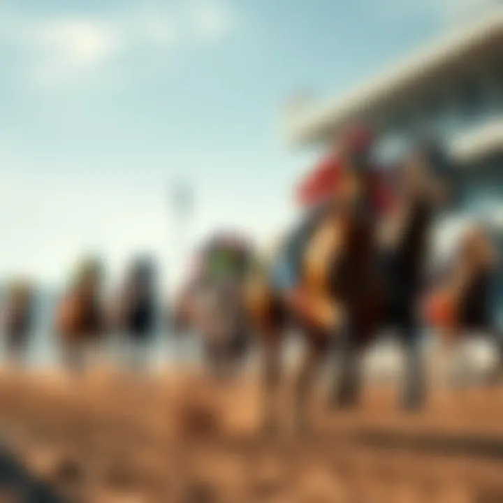 A group of racehorses competing in the Oaklawn Stakes, showcasing their speed and athleticism on the track.