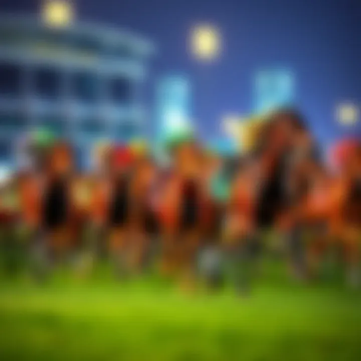 Horses racing at Saudi Cup A thrilling moment of horses racing on a track during the Saudi Cup at King Abdulaziz Racecourse