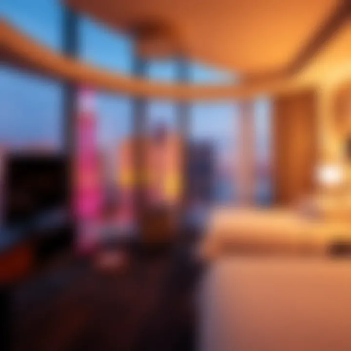 Luxury hotel room with a view of the Las Vegas Strip