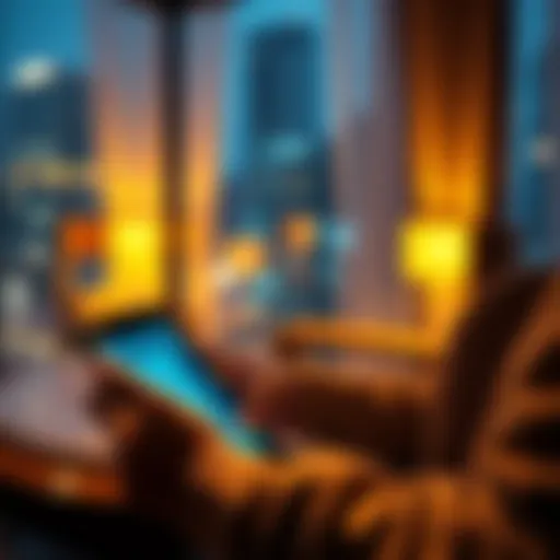 A person checking hotel expenses using reward points on a tablet
